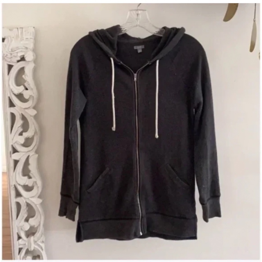 🪞 aerie zip front side pockets long hoodie sweater top